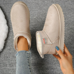 Moodsad ALGS Naiste L&uuml;hikesed Soojad Lumesaapad Vabaajajalatsid Suede Karusnahast Chelsea Ankle Boots Madalad Platvormiga Naiste Kingad Botas Femenina 36 beež