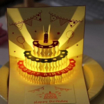 3D-muusikaline s&uuml;nnip&auml;evakoogikaart LED-valgustusega h&uuml;pikaknaga &uuml;mbrikuga &otilde;nnitluskaardid igaks juhuks t&uuml;drukute ja laste naise postkaartide jaoks