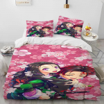 3-osaline anime voodipesukomplekt Demon Slayer voodipesukomplekt Tr&uuml;kitud tekikott Voodipesu Komplekt Mugav Hingav Luksuslik Linuvillane Voodipesu EU single(135x200cm)