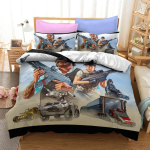 3D koomiksim&auml;ng Grand Theft automaatne tekikott padjakattega voodipesukomplekt, kaheinimesevoodi, kaheinimesevoodi, T&auml;ielik Queen-voodi komplekt Toa sisekujundus AU Double 180x210cm