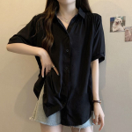 Suur naister&otilde;ivaste ni&scaron;&scaron; POLO krae disainiga Sense &scaron;ifoonist s&auml;rk V-kaelusega naiste avar salendav mitmek&uuml;lgne topp L valge