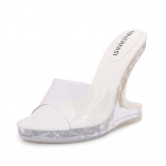 Kristallkingad Mood PVC Naiste Sandaalid Suvi K&otilde;rged Kontsad L&auml;bipaistvad Sussid Peokingad Erilise kujuga Kontsad Zapatos Mujer 35 valge