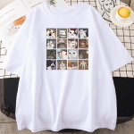 Harajuku Armas Loom Koer Kass Prindiga Naiste T-s&auml;rk High Street Mood Hip Hop Vabaaja Lahtine &Uuml;lisuur L&uuml;hikeste Varrukatega Y2k Unisex 4XL beež