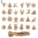 24 numbrisilt J&otilde;ulude advendikalender Puidust ripats Tagaplaanil rippuvad sildid DIY kinkekotid Dekoreeritud k&uuml;psiste pakett