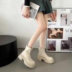 Kevad- ja s&uuml;gisparagrahvi moesaapad naiste &uuml;mara ninaga paksu p&otilde;hjaga paksu kontsaga lukuga &uuml;hekordsed saapad 39 pruun