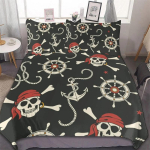 Piraadi tekikott Shark Cove Tortuga saar Kariibi mere veed Retro Jolly Roger Sinepiksinine Magamistoa kaunistus Naistele Lastele Meestele 135x200cm 2pcs gray