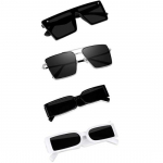 Sheomy Unisex Combo pakkumine 4-v&auml;rviliste prillidega ruudukujulised p&auml;ikeseprillid Ristk&uuml;lik Retro Vintage Kitsad Naised::Mehed, MC-241