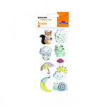 Autocollants en relief &agrave; paillettes - M&eacute;t&eacute;o et animaux