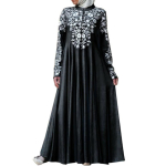 Moslemitest naiste pikkade varrukatega Abaya kleit, krae, lilleline Swing Kaftan Maxi kleidid M must