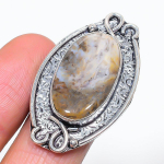 Natural Tube Agate Gemstone 925 Sterling Silver Jewelry Ring Size 9.5 v4m21