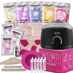 WUWUVISTA 52pc Professional Waxing Kit &ndash; Facial, Body&Nose Hair Removal Hard Wax Beans & Wax Warmer Set for Sensitive Skin, Includes Lotion & Ice Mask UK Plug must