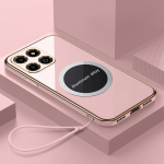 For Honor 200 nutikate Honor 200 nutitelefoni &uuml;mbris magnetkinnitusega luksuslik ruudukujuline galvaniseeritud p&otilde;rutuskindel silikoonist tagakaas Case & Strap&Honor 200 Smart