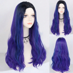 24-tolline printsessparukas naistele, pikk laineline 2 tooni sinine lilla Evie cosplay parukas Halloweeni j&otilde;uludeks kooli t&auml;nup&uuml;ha 24inches