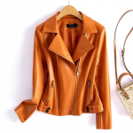 Naiste t&auml;navamood Teise kihi lambanahast jakk Kunstnahast l&uuml;hike mantel S&uuml;gis Talv Roheline Moto Biker Pealisr&otilde;ivad Vabaaja topid L oranž