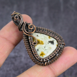 Ocean Jasper Handmade Copper Wire Wrap Jewelry Pendant 2.17 y7c91