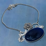 Sapphire(Simulated) Iolite Gemstone 925 Sterling Silver Necklace 18 j1o49