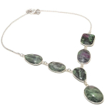 Ruby in Zoisite Ethnic 925 Silver Jewelry Necklace 18 Y0m29