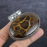 Mud Crack Fossil Handmade 925 Sterling Silver Jewelry Pendant 2.01 l7o80