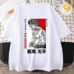 Anime T-s&auml;rgid Hanma Baki Graafilise tr&uuml;kiga L&uuml;hikeste varrukatega Unisex Naiste Suvine Vabaaja &Uuml;mara kaelusega Lahtine T-s&auml;rk Topid 4XL