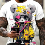 Uus Suvine Meeste Mood T-s&auml;rk Isiksus V&auml;ike Karu Prindiga Meeste T-s&auml;rk Topp XS valge