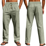 Casual Men Beach Trend Button lahtised nahas&otilde;bralikud hingavad linasest spordip&uuml;ksid L armee roheline v&auml;rv