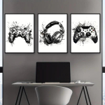 3 tk/komplekt M&auml;ngude Graffiti M&auml;ngupuldiga K&otilde;rvaklapid Naljakas Seinakunst L&otilde;uendiposter M&auml;nguri Toa Seinakatted Prindid Kaasaegsed Elutoa Plakatid 20x30cm black
