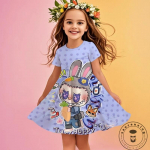 Pidulik kleit t&uuml;drukule Miniso 2025 Uus Suvi Disney LABUBU T&uuml;drukute 3D-tr&uuml;kk Armsad Lastekleidid Lapsele 130