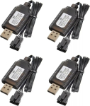 4 tk Universaalne USB-laadija 7,4 V 2S LiPo akudele 4PIN SM-4P-ga &ndash; &Uuml;hildub RC-auto, drooni, paadiga &ndash; &Uuml;lelaadimiskaitse must