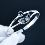 Lumehelves Obsidiaan Kivist K&auml;sit&ouml;&ouml;na Valmistatud Mansett K&auml;ev&otilde;ru 925 Sterling H&otilde;bedast Mansett K&auml;ev&otilde;ru, Lumehelves Obsidiaan K&auml;ev&otilde;ru Naisele, Unisex K&auml;ev&otilde;ru, Kingitus 7 must