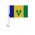 Drapeau Voiture - Saint-Vincent-et-les-Grenadines - 14 x 21 cm - 20 t&uuml;kki - Pol&uuml;ester - Ext&eacute;rieur