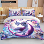 10 suurust Pokemon Mewtwo tr&uuml;kiga voodipesukomplekt multikas anime tekikott tekk padjap&uuml;&uuml;r poisid t&uuml;drukud lapsed t&auml;iskasvanud king suurus kingitus EU single(135x200cm)