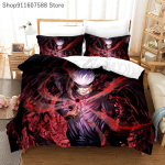 Jaapani Anime Jujutsu Kaisen Voodipesu Komplekt Suur (Queen/King) Tekikate ja Padjap&uuml;&uuml;rid Dekoratsioon Lastele Pehme Kodutekstiil 135x200cm black