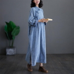Suures suuruses kevadine naiste teksakleidi n&ouml;&ouml;bid, puuvillane hiina stiilis vintage avar &uuml;lisuur kleit pikkade varrukatega Basic XXL