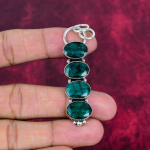 Smaragdripats, 925 h&otilde;bedast ripats v&auml;&auml;riskividega ehe, k&auml;sitsi valmistatud ripats h&auml;mmastav ehe, kingitus talle 2.63 Inches