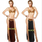 Cosplay Printsess Leia Orja Kost&uuml;&uuml;m Kleit Kuldne Rinnahoidja Ja Kaelakee Egiptuse Kreeka Jumalanna Kost&uuml;&uuml;m XS-3XL M pruun