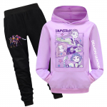 Laste kapuutsiga top ja p&uuml;ksid kahest osast koosnev dressipluusikomplekt pikkade varrukatega tr&uuml;kiga dressipluusikomplekt 150 lilla