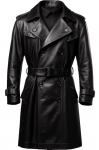 Biker Trench Coat Lamba nahast Must Uus Nahast K&auml;sitsi valmistatud Meeste Stiilne Pehme Vabaaja S must