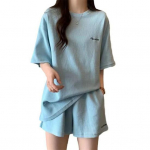 Naiste vabaaja kaheosalised l&uuml;hikesed p&uuml;ksid, lahtised l&uuml;hikeste varrukatega T-s&auml;rgid, elastse v&ouml;&ouml;kohaga l&uuml;hikesed p&uuml;ksid, taskutega, suvine puhkeriietus XL