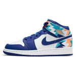 Air Jordan 1 Mid GS Geomeetrilise Prindiga Laste Tossud Sinine Valge Concord 555112-105 36