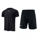 Under Armour T&auml;heprindiga Pusa &Uuml;mmarguse Kaelusega T-s&auml;rk Ja Elastse V&ouml;&ouml;ga Keskmise K&otilde;rgusega L&uuml;hikesed P&uuml;ksid Vabaaja Spordikomplekt Meeste komplektid Must 22500518-001+22500214-001 M