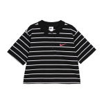 Nike Sportswear V&auml;ike Logo Tikitud V&auml;rviplokk Triibuline Mugav Vabaaja L&uuml;hikeste Varrukatega Polo S&auml;rk Naiste Polo S&auml;rgid Must HM4649-010 L