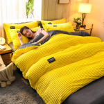 Maagiline Paks Corduroy Tekikott Komplekt &Uuml;lipehme Sametine Tekikate Kahepoolne Tekikate Talvine Voodipesu Komplekt 220&times;240CM PillowcaseX2 kollane