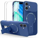 Coque de Protection - BOOLING - pour iPhone 17 - Silicone avec Cercle Magn&eacute;tique Support Bleu - 2 Vitres