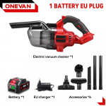 ONEVAN 16KPA Elektriline Tolmuimeja 6-&uuml;hes Juhtmeta K&auml;eshoitav Kodu Tolmuimeja P&otilde;randale Lemmiklooma Karvade Puhastusvahend Makita 18V Aku Pin-ile 1xBattety-EU Plug