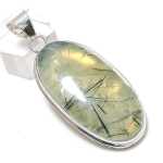 Natural Moss Prehnite Gemstone 925 Sterling Silver Jewelry Pendant 2.36 q3i84