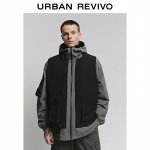 UR2025 Men's Winter Trendy Faux Two-Piece Hooded Loose Cotton Jacket S