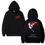 2025 Rapper Jok'air Melvin De Paris Album Kahepoolselt tr&uuml;kitud streetwear Mehed naised hip hop punk pusa Unisex Fliisist kapuutsiga pusa L black