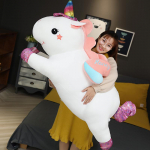 KUY Kuum 2020 Uus Pehme Kallistatav Armas Vikerkaar Kawaii &Uuml;kssarvik Pl&uuml;&uuml;s M&auml;nguasi Hiiglaslik T&auml;idisega Loomnukk Lendav Hobune Lapsele T&uuml;drukutele Kingitus 80cm