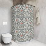 William Morris stiilis du&scaron;ikardin - salveiroheline botaaniline Art Nouveau disain, vintage Cottagecore vannitoa sisekujundus W140xH180cm