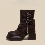 Platvormk&otilde;rged kontsad Naiste pahkluusaapad Br&auml;ndidisainer Uued nahkkingad Talv 2025 Trend Gooti Chelsea Mood Tursked Saapad Naised 40 tumepruun v&auml;rv